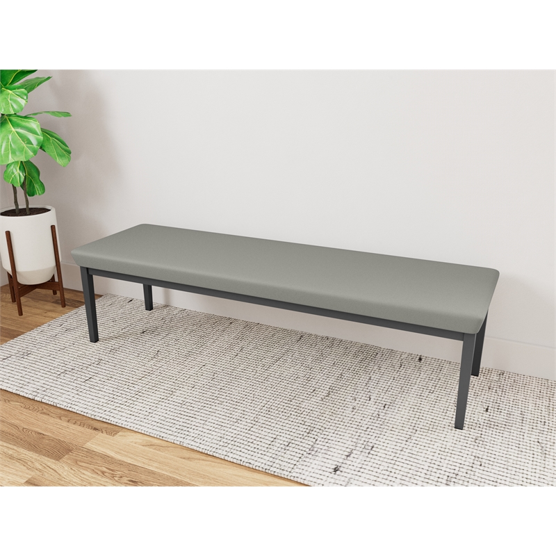 Lesro Industries Steel Waiting Reception 3 Seat Bench Steel Frame in Gray