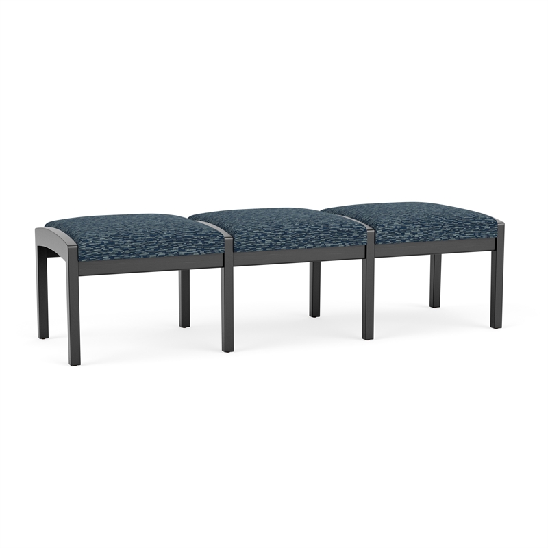 Lesro Industries Wood Waiting Reception 3 Seat Bench Wood Frame in Blue