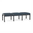 Lesro Industries Wood Waiting Reception 3 Seat Bench Wood Frame in Blue