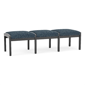 Lesro Industries Wood Waiting Reception 3 Seat Bench Wood Frame in Blue