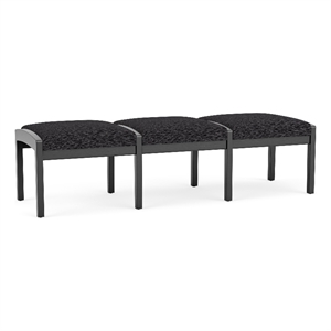 Lesro Industries Wood Waiting Reception 3 Seat Bench Wood Frame in Black