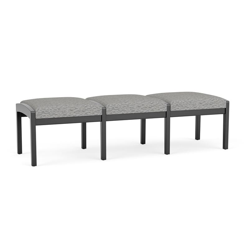 Lesro Industries Wood Waiting Reception 3 Seat Bench Wood Frame in Gray