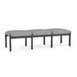 Lesro Industries Wood Waiting Reception 3 Seat Bench Wood Frame in Gray