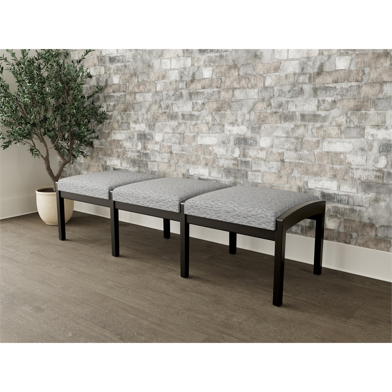 Lesro Industries Wood Waiting Reception 3 Seat Bench Wood Frame in Gray