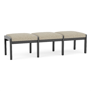 Lesro Industries Wood Waiting Reception 3 Seat Bench Wood Frame in Brown