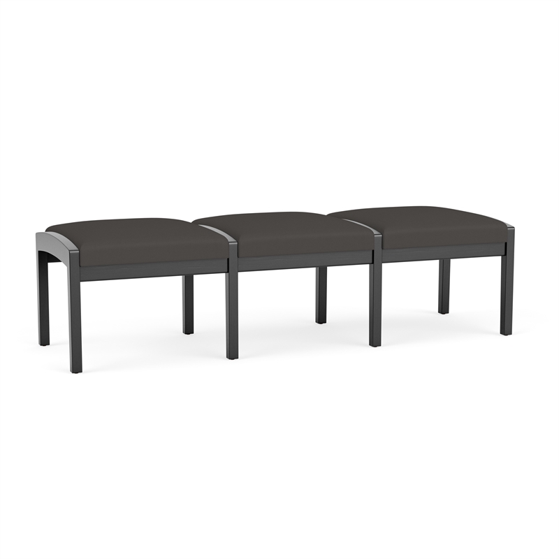 Lesro Industries Wood Waiting Reception 3 Seat Bench Wood Frame in Gray