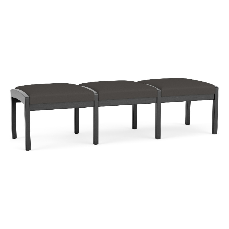 Lesro Industries Wood Waiting Reception 3 Seat Bench Wood Frame in Gray
