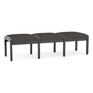 Lesro Industries Wood Waiting Reception 3 Seat Bench Wood Frame in Gray