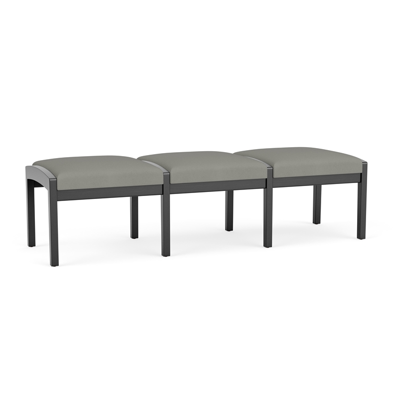 Lesro Industries Wood Waiting Reception 3 Seat Bench Wood Frame in Gray