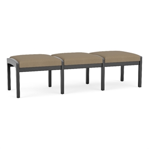 Lesro Industries Wood Waiting Reception 3 Seat Bench Wood Frame in Brown