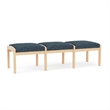 Lesro Industries Wood Waiting Reception 3 Seat Bench Wood Frame in Blue