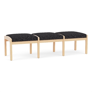 Lesro Industries Wood Waiting Reception 3 Seat Bench Wood Frame in Black