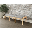 Lesro Industries Wood Waiting Reception 3 Seat Bench Wood Frame in Gray
