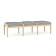 Lesro Industries Wood Waiting Reception 3 Seat Bench Wood Frame in Gray