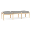 Lesro Industries Wood Waiting Reception 3 Seat Bench Wood Frame in Gray