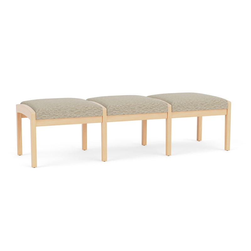 Lesro Industries Wood Waiting Reception 3 Seat Bench Wood Frame in Brown