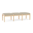 Lesro Industries Wood Waiting Reception 3 Seat Bench Wood Frame in Brown