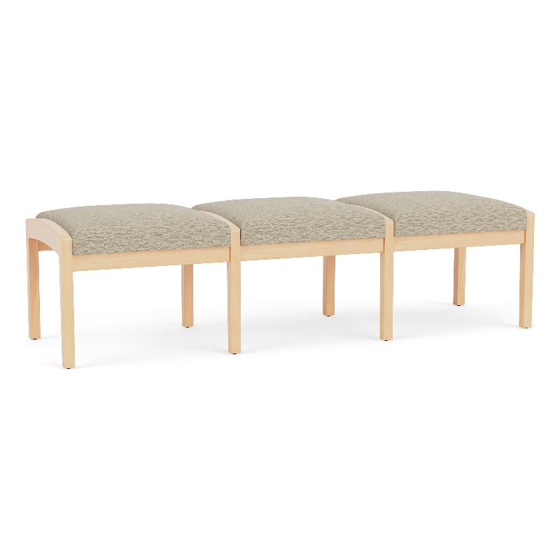 Lesro Industries Wood Waiting Reception 3 Seat Bench Wood Frame in Brown