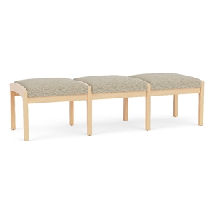 Lesro Industries Wood Waiting Reception 3 Seat Bench Wood Frame in Brown