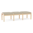 Lesro Industries Wood Waiting Reception 3 Seat Bench Wood Frame in Brown