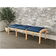 Lesro Industries Wood Waiting Reception 3 Seat Bench Wood Frame in Blue