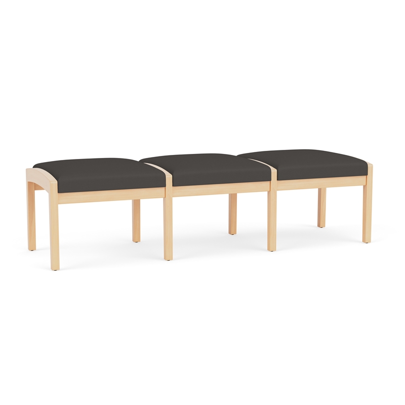 Lesro Industries Wood Waiting Reception 3 Seat Bench Wood Frame in Gray