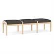 Lesro Industries Wood Waiting Reception 3 Seat Bench Wood Frame in Gray