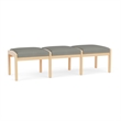 Lesro Industries Wood Waiting Reception 3 Seat Bench Wood Frame in Gray