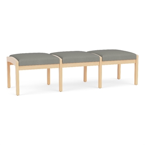 Lesro Industries Wood Waiting Reception 3 Seat Bench Wood Frame in Gray