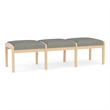 Lesro Industries Wood Waiting Reception 3 Seat Bench Wood Frame in Gray