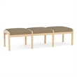 Lesro Industries Wood Waiting Reception 3 Seat Bench Wood Frame in Brown