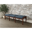 Lesro Industries Wood Waiting Reception 3 Seat Bench Wood Frame in Blue