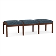 Lesro Industries Wood Waiting Reception 3 Seat Bench Wood Frame in Blue