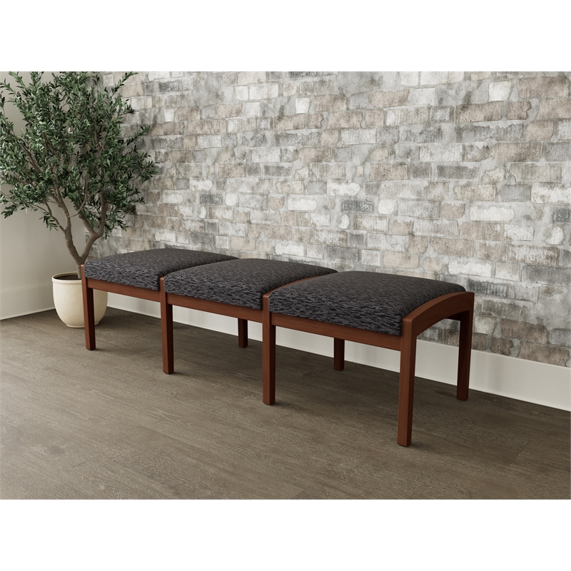 Lesro Industries Wood Waiting Reception 3 Seat Bench Wood Frame in Black