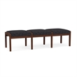 Lesro Industries Wood Waiting Reception 3 Seat Bench Wood Frame in Black