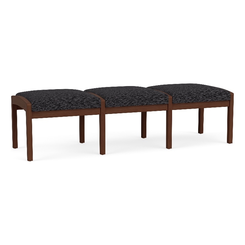 Lesro Industries Wood Waiting Reception 3 Seat Bench Wood Frame in Black