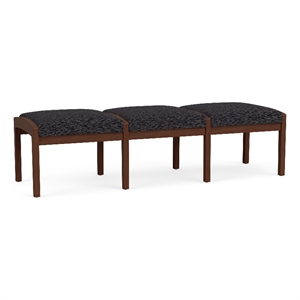 Lesro Industries Wood Waiting Reception 3 Seat Bench Wood Frame in Black