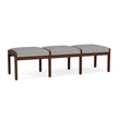 Lesro Industries Wood Waiting Reception 3 Seat Bench Wood Frame in Gray