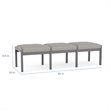 Lesro Industries Wood Waiting Reception 3 Seat Bench Wood Frame in Gray