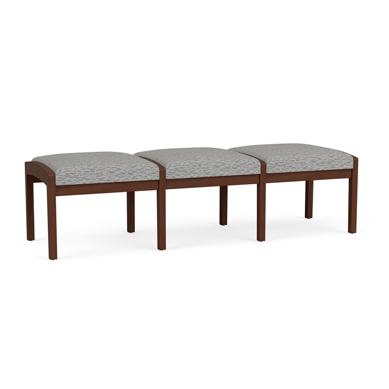 Lesro Industries Wood Waiting Reception 3 Seat Bench Wood Frame in Gray