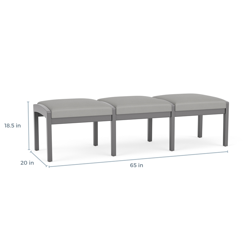 Lesro Industries Wood Waiting Reception 3 Seat Bench Wood Frame in Gray