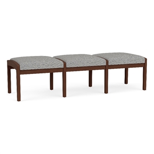 Lesro Industries Wood Waiting Reception 3 Seat Bench Wood Frame in Gray