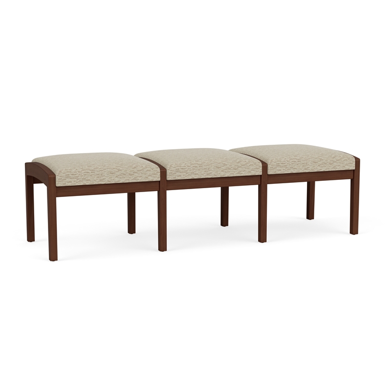 Lesro Industries Wood Waiting Reception 3 Seat Bench Wood Frame in Brown