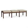 Lesro Industries Wood Waiting Reception 3 Seat Bench Wood Frame in Brown