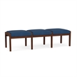 Lesro Industries Wood Waiting Reception 3 Seat Bench Wood Frame in Blue