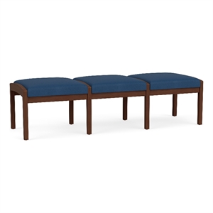Lesro Industries Wood Waiting Reception 3 Seat Bench Wood Frame in Blue