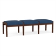 Lesro Industries Wood Waiting Reception 3 Seat Bench Wood Frame in Blue