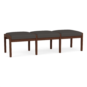 Lesro Industries Wood Waiting Reception 3 Seat Bench Wood Frame in Gray