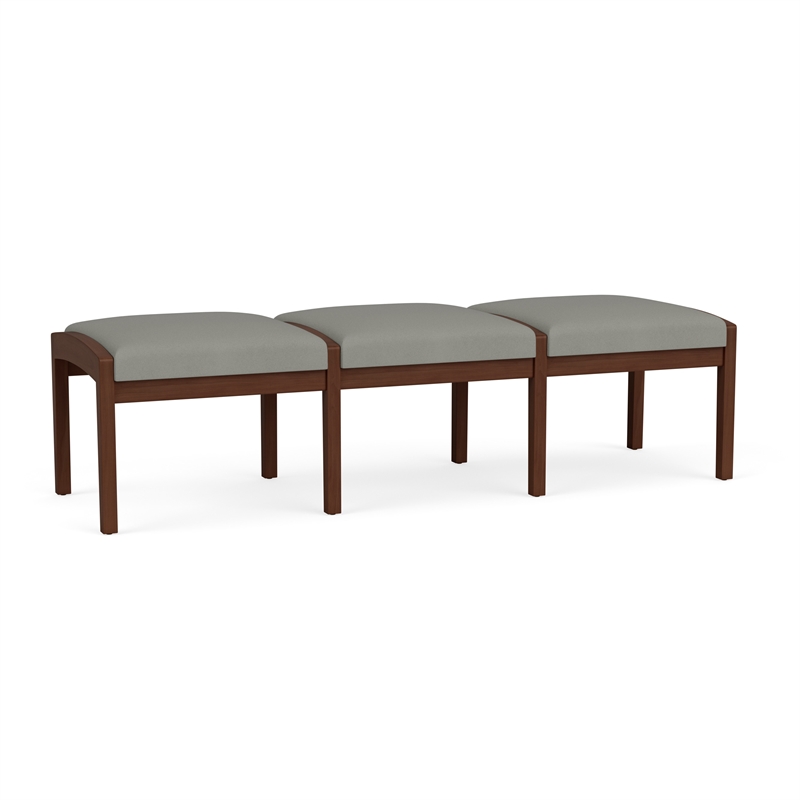 Lesro Industries Wood Waiting Reception 3 Seat Bench Wood Frame in Gray