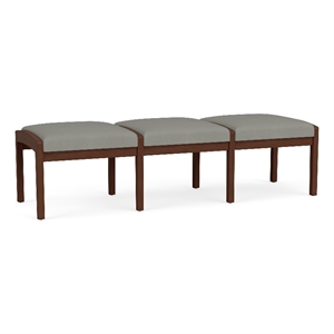 Lesro Industries Wood Waiting Reception 3 Seat Bench Wood Frame in Gray